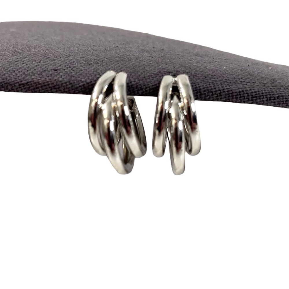 ❤️ Silver Retro Circular Tube Earrings - Picture 5 of 9